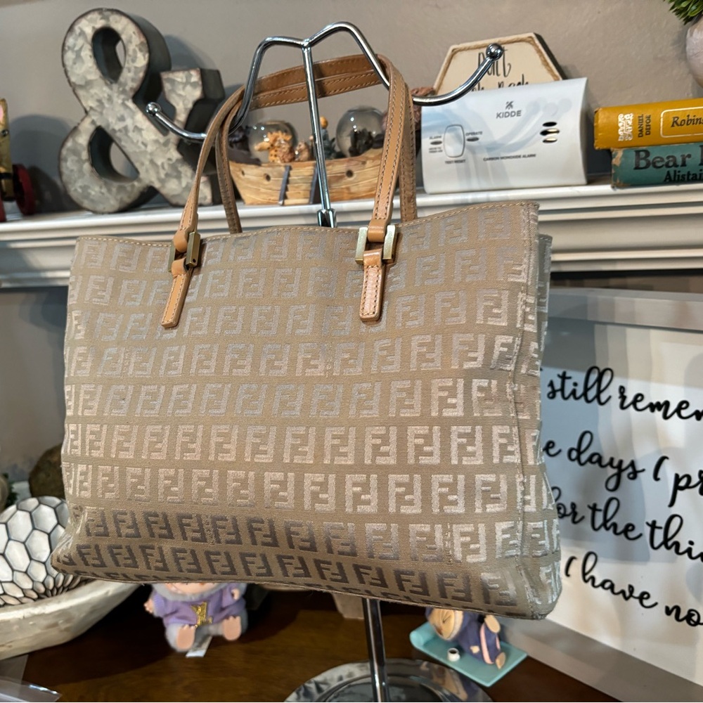 Gorgeous Unique Fendi Beige Monogram Shoulder Bag (comes with COA)